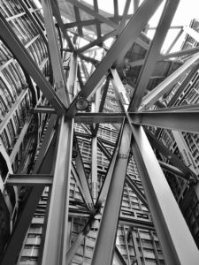 An image of steel scaffolding and structures