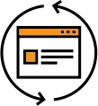 Static icon of a 2D screen with two arrows going in an anti-clockwise direction