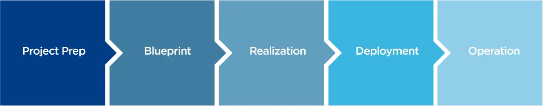 Static image of step-by-step process of ERP implementation in the steel industry