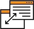 Icon of two computer screens with an arrow between them