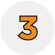 An orange number 3 icon on a white background